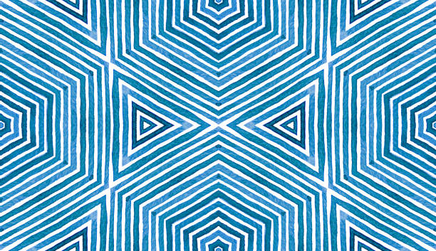 istock Blue Geometric Watercolor. Cute Seamless Pattern. Hand Drawn Stripes. Brush Texture. Awesome Chevron 1020163874