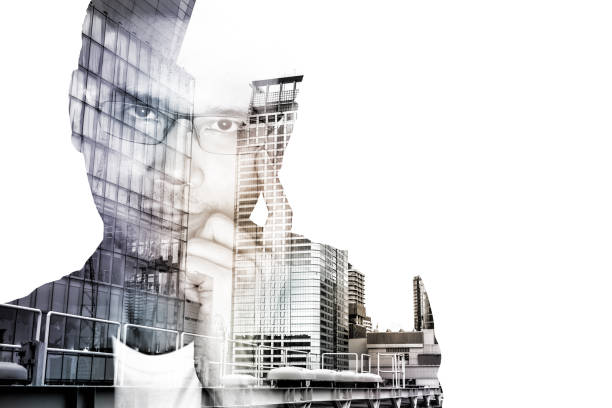 istock Double exposure businessman and city 1020178098