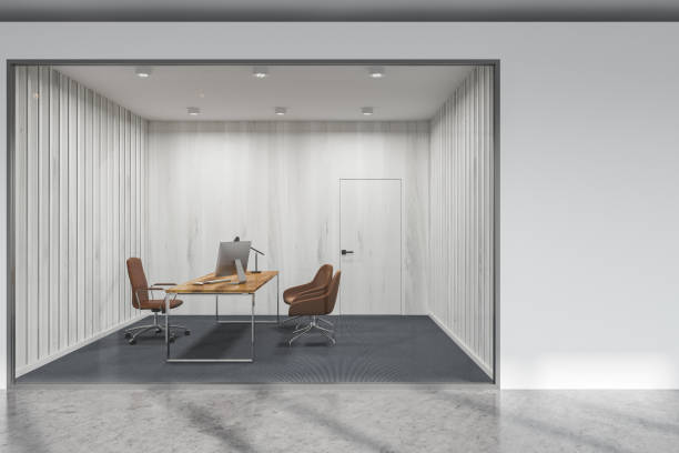 istock White mock up and glass wall manager office 1020181788