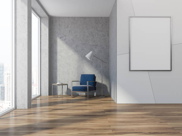 istock Geometric pattern living room, armchair and poster 1020181858