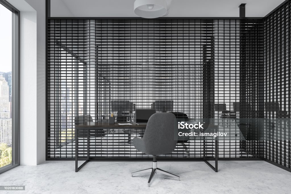 Cubicles Front View Black Panoramic Office Cubicles Front View Stock Photo - Download Image ...