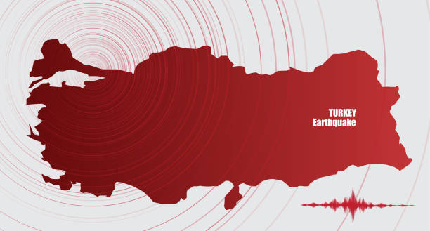 türkiye'de deprem dalgası daire titreşim, eğitim, bilim ve haberler, vektör çizim tasarım ile. - turkey earthquake stock illustrations