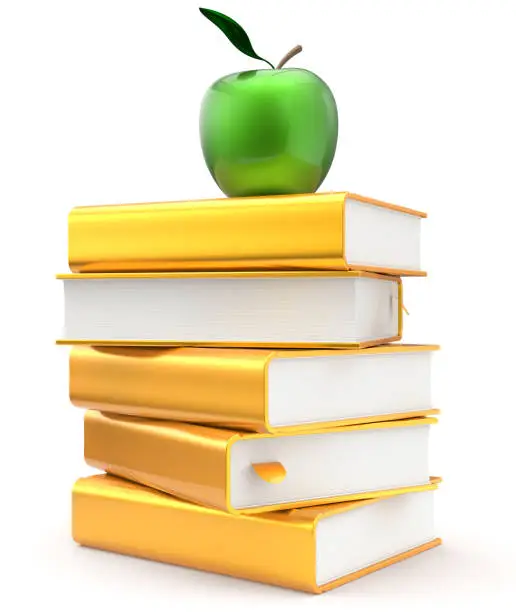 Photo of Books literature golden yellow textbook stack apple green