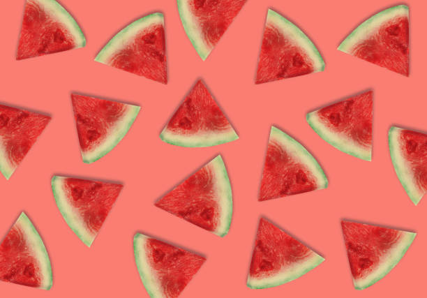 istock Pattern of sweet juicy pieces watermelon, 1020211140