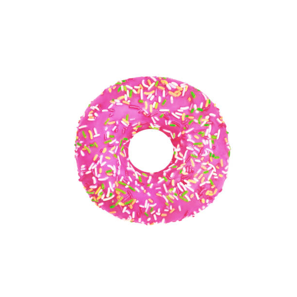 Pink dount isolated on white background. Glazed gonuts