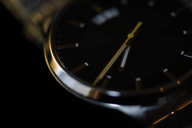 istock Men's silver watch closeup 1020223732