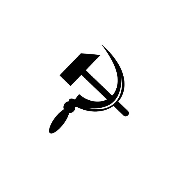 Vector illustration of hammer and sickle icon. Element of communism illustration. Premium quality graphic design icon. Signs and symbols collection icon for websites, web design, mobile app