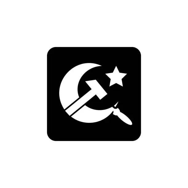 Vector illustration of sickle, hammer and star icon. Element of communism illustration. Premium quality graphic design icon. Signs and symbols collection icon for websites, web design, mobile app