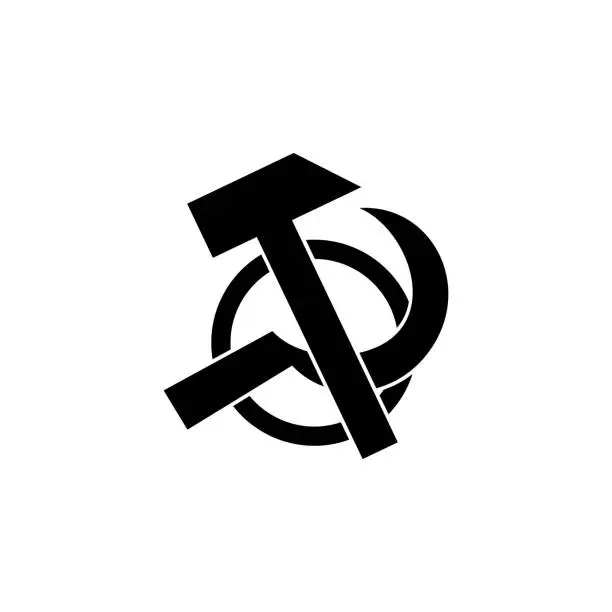 Vector illustration of hammer and sickle icon. Element of communism illustration. Premium quality graphic design icon. Signs and symbols collection icon for websites, web design, mobile app