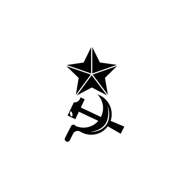 Vector illustration of sickle, hammer and star icon. Element of communism illustration. Premium quality graphic design icon. Signs and symbols collection icon for websites, web design, mobile app