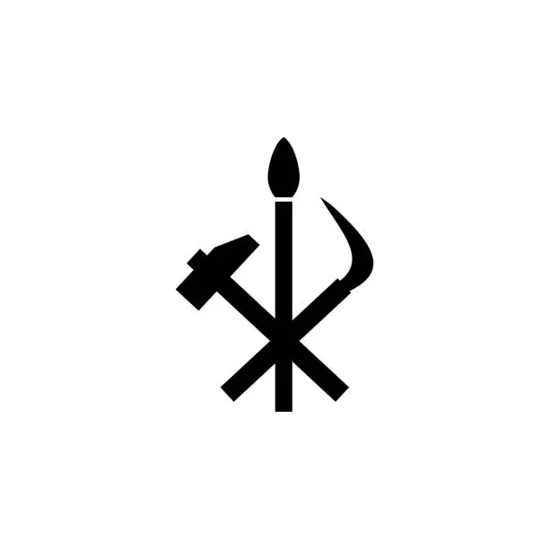 Vector illustration of rocket hammer spit icon. Element of communism illustration. Premium quality graphic design icon. Signs and symbols collection icon for websites, web design, mobile app