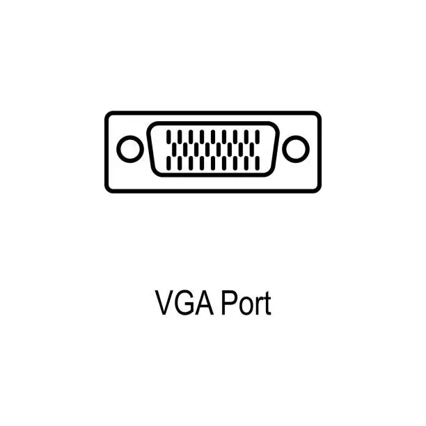 Vector illustration of VGA port icon. Element of computer part for mobile concept and web apps. Thin line  icon for website design and development, app development. Premium icon