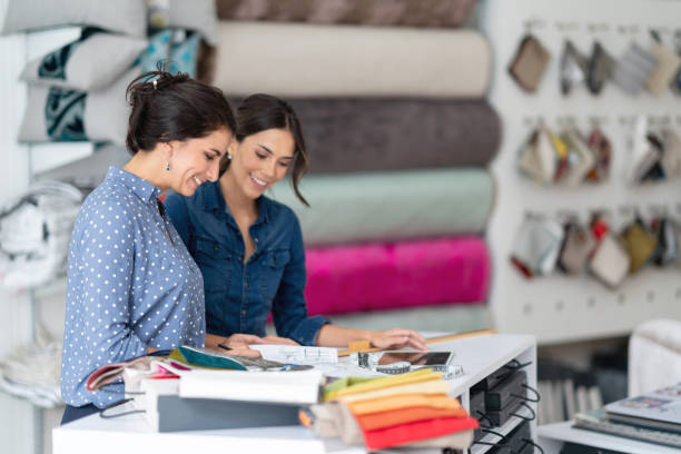 istock Interior designers choosing fabrics for a house project 1020230030