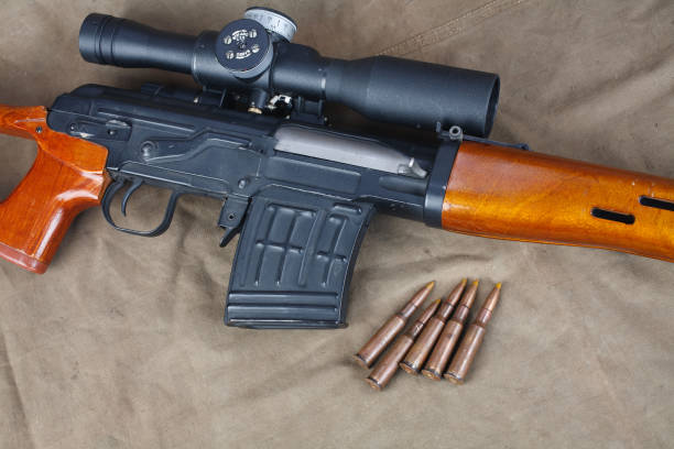 istock SVD sniper rifle on khaki canvas background 1020230906