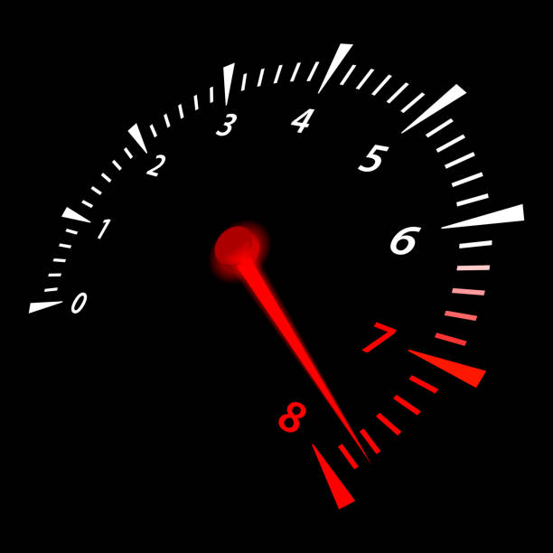illustrazioni stock, clip art, cartoni animati e icone di tendenza di tachimetro realistico per auto - speedometer odometer dial speed