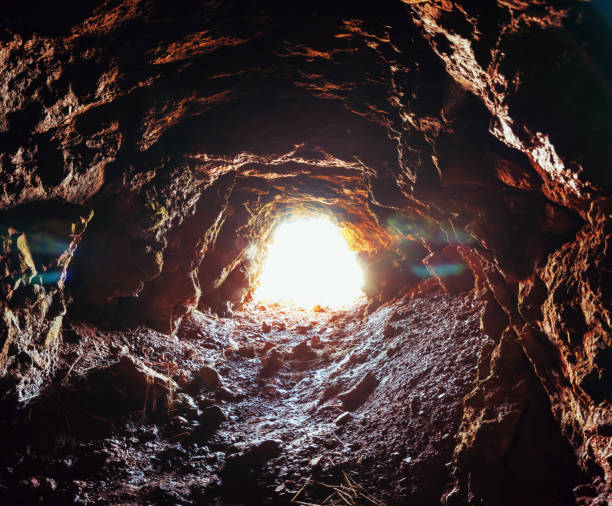 Abandoned Mine Shaft Deep underground inside an abandoned mine shaft. soil sample stock pictures, royalty-free photos & images