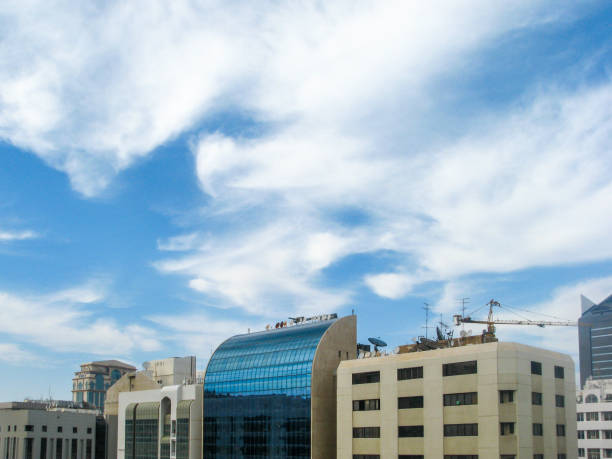 istock Beautiful winter clouds and blue sky in Abu Dhabi city 1020269618