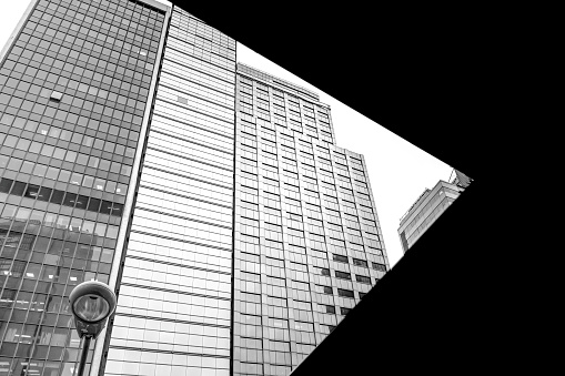 commercial building in Hong Kong with B&W color