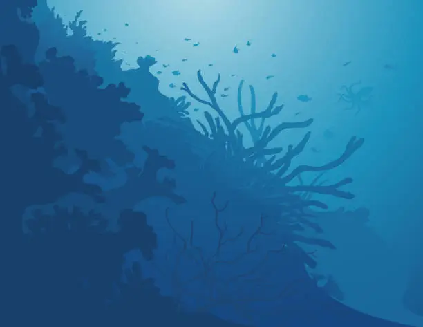 Vector illustration of Deep Sea background / Mer bleu