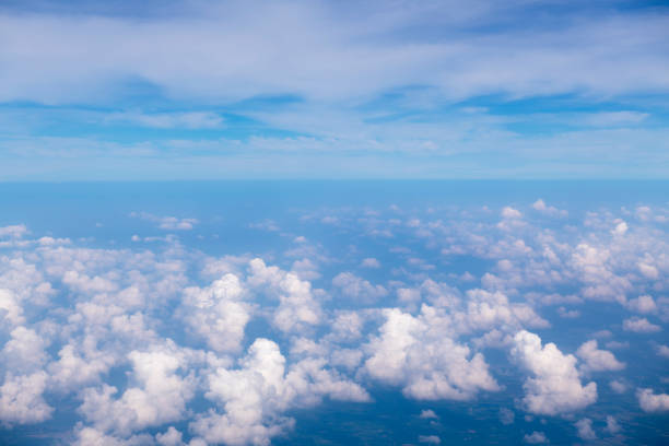 istock View sea from the  airplane see the beautiful sky and clouds 1020294198