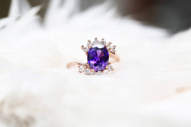 istock Purple gem stone on gold ring 1020294382