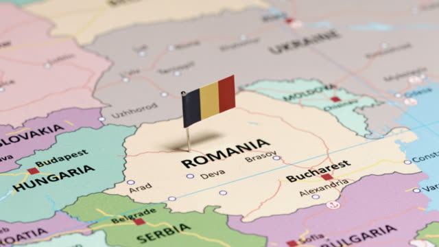 Romania with national flag
