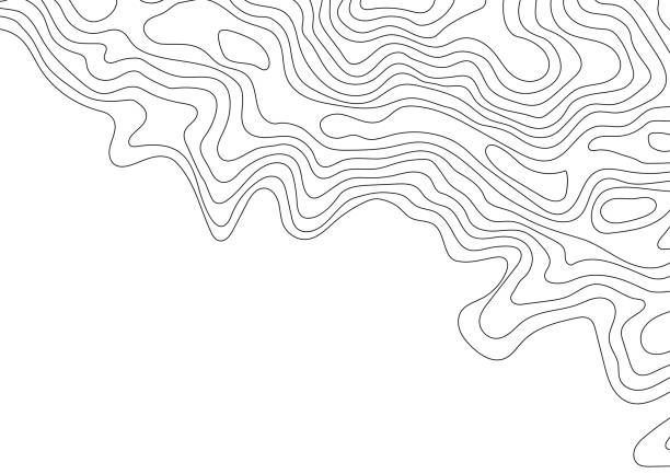 Abstract black and white topographic contours lines of mountains. Topography map art curve drawing. vector illustration Abstract black and white topographic contours lines of mountains. Topography map art curve drawing. vector illustration road patterns stock illustrations