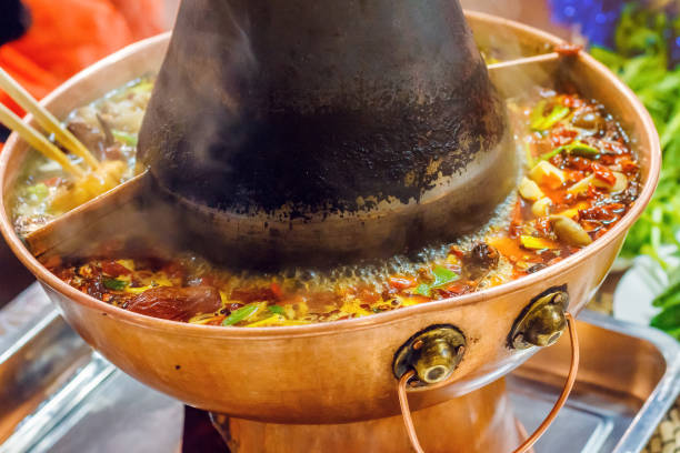 istock Chinese hot pot on the table close-up 1020343856
