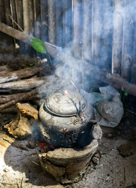 istock Kettle on stove natural firewood 1020361734