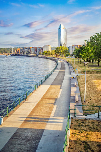 Pedestrian path along Meuse river in Liege.