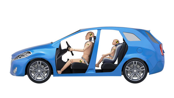 Crash Test Dummies in the Car Crash test dummies in the car. Side view. 3D illustration crash test dummy stock pictures, royalty-free photos & images