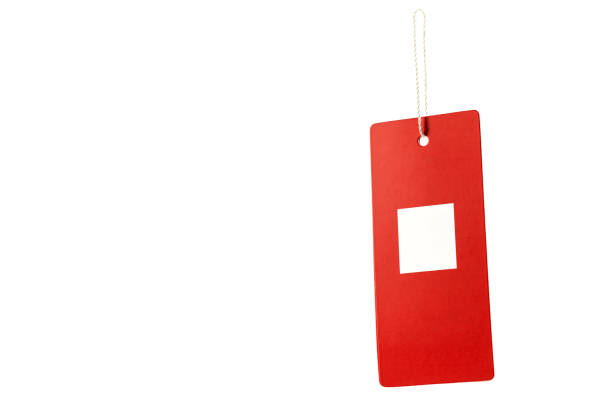 istock Red tag and white square with rope for hanging. Clipping path inside. 1020383518