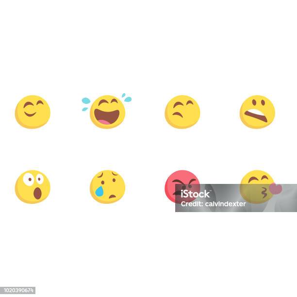 Basic Emoticons Pastel Colors Stock Illustration - Download Image Now - Depression - Sadness, Anger, Anthropomorphic Smiley Face