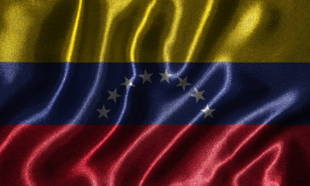 istock Wallpaper by Venezuela flag and waving flag by fabric. 1020403400