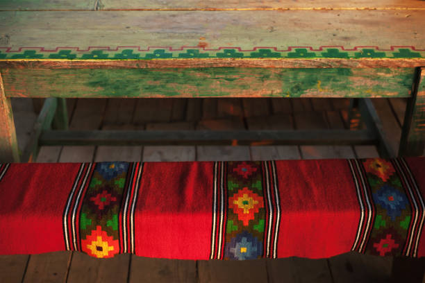 istock Old Simple Bench With Homemade Carpet 1020404018