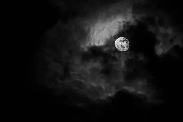 Photo of Full moon in the middle of clouds