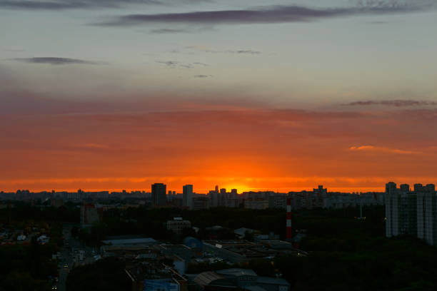 istock August 14, 2013: A bright red sunset over Moscow. Moscow. Russia. 1020413162