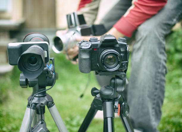 istock Photo cameras on tripods 1020413248
