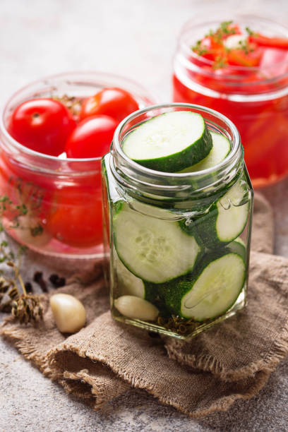 istock Assortment of pickled vegetable in jars 1020416072