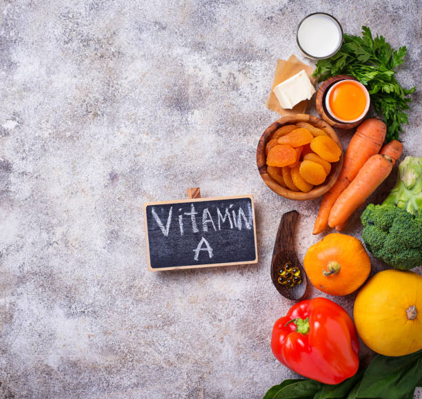 healthy products rich in vitamin a - carotene imagens e fotografias de stock