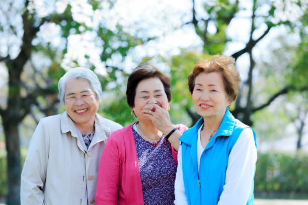 Three Asian senior travelers