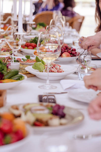 istock Delicious food ready and decorated.  Banquet table. 1020435900