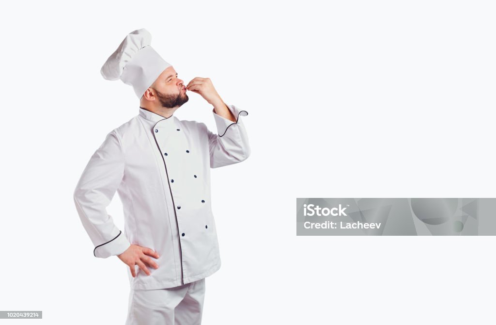 Funny chef with beard cook Funny chef with beard cook on background for text. Chef Stock Photo