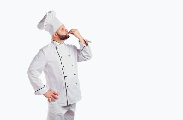 Funny chef with beard cook Funny chef with beard cook on background for text. confectioner photos stock pictures, royalty-free photos & images