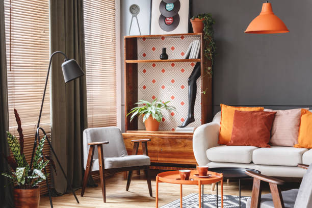 istock Orange vintage living room interior 1020447650