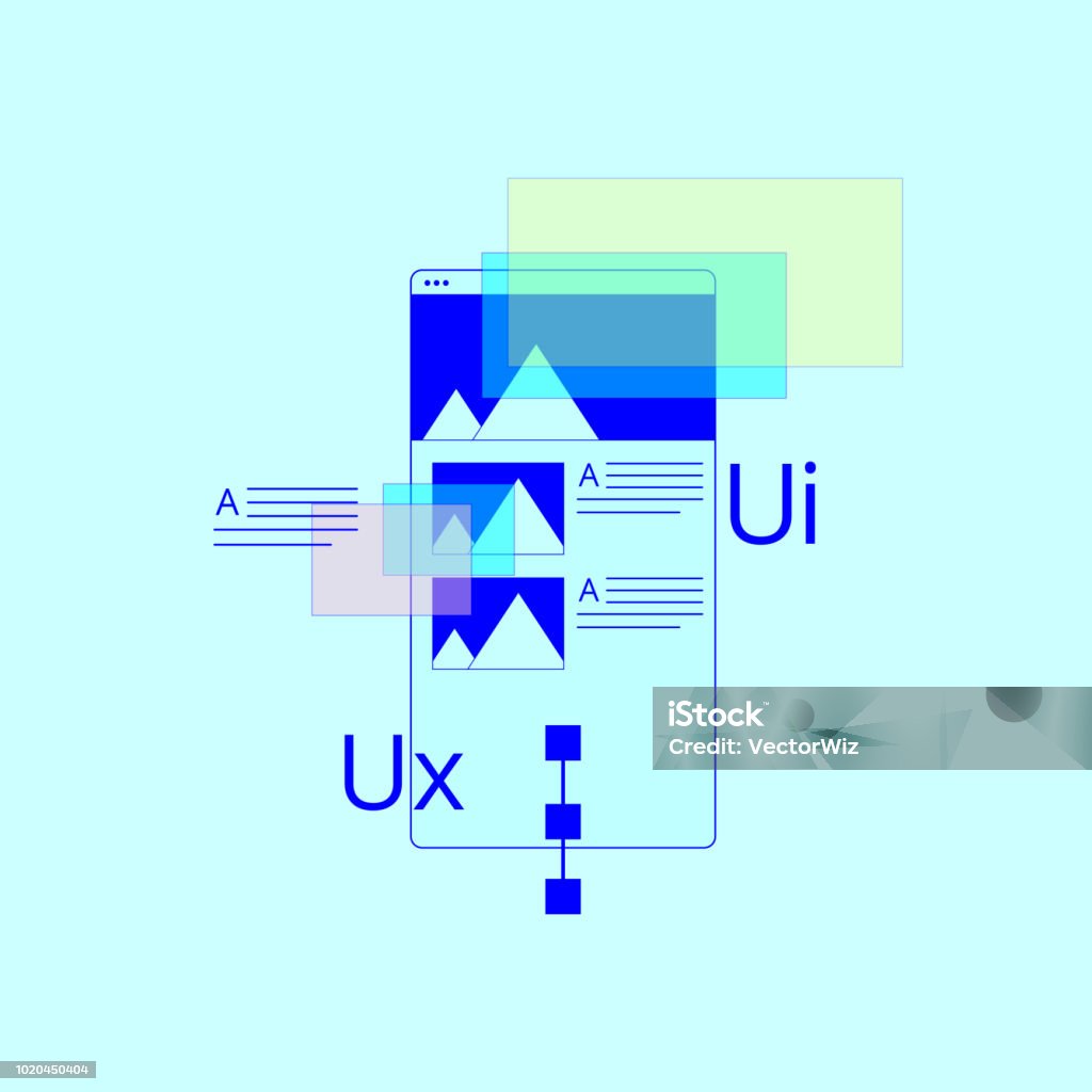 Blue Background User Interface Mobile User Interface On Light Blue Background Developement Concept ...