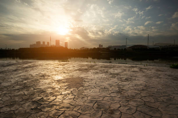 istock Modern city sunrise view and empty square 1020453268