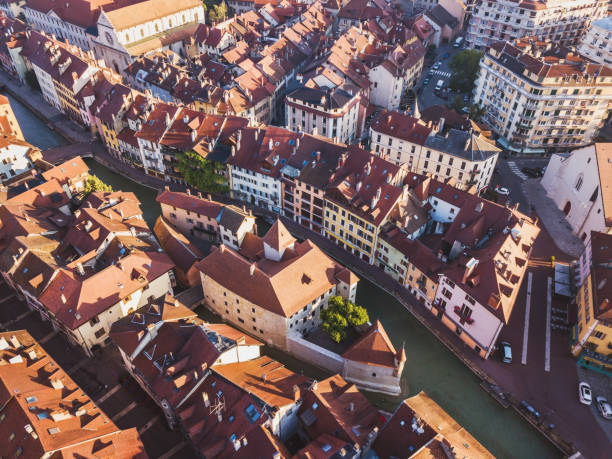 istock Annecy drone cityscape, historic architecture Europe 1020456182