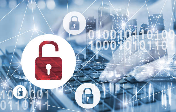 hacker attack and data breach, information leak concept hacker attack and data breach, information leak concept, double exposure futuristic cyber background with broken lock animals breaching photos stock pictures, royalty-free photos & images