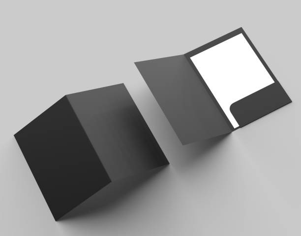 istock A4 size single pocket reinforced black folder mock up isolated on gray background. 3D illustration. 1020464602